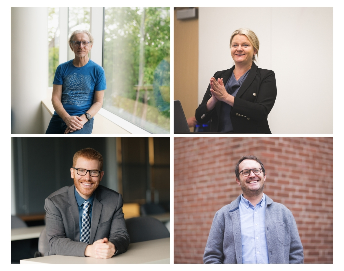 Clockwise from top left, Dartmouth professors Andrew Campbell, Lisa Marsch, Steven Frankland, and Nicholas Jacobson.
