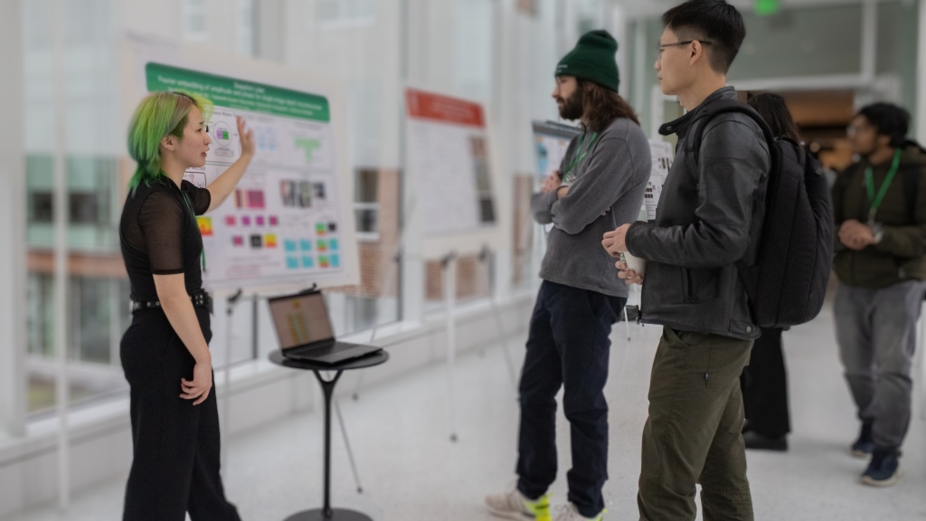 Graduate student Sarah Friday presents poster at NECV 2023