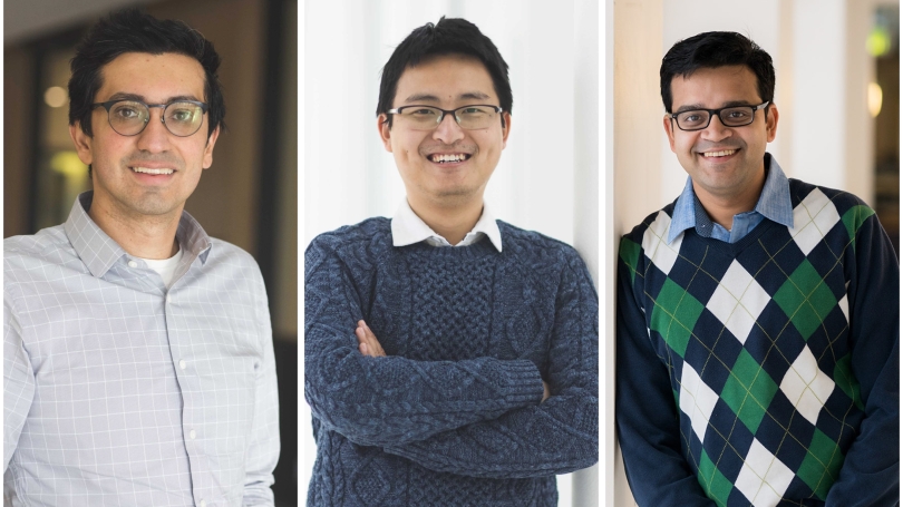 CS professors Soroush Vosoughi, Yaoqing Yang, and Deeparnab Chakrabarty